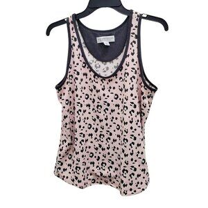 Live Love Lounge Karen Neuburger Pink Black Animal Print Knit Sleeveless Tank M